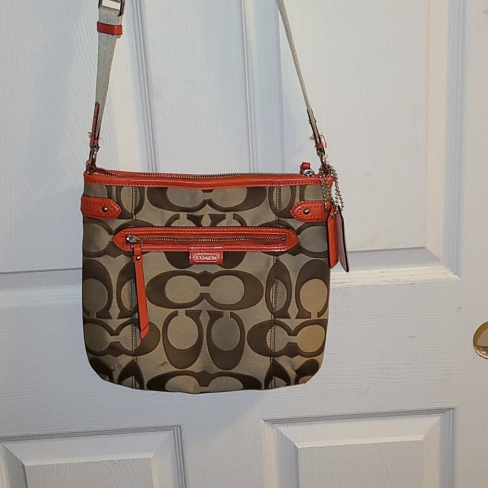 Orange & Beige Coach Bag